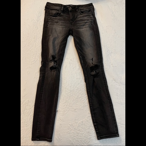 AE American Eagle Jeans - Super Stretch Black Skinny Jegging - Picture 1 of 4